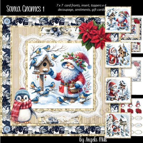 Santa Gnomes 1 7 x 7 Card Mini Kit, 6 Sheets