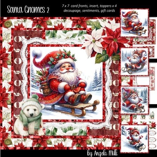 Santa Gnomes 2 7 x 7 Card Mini Kit, 6 Sheets
