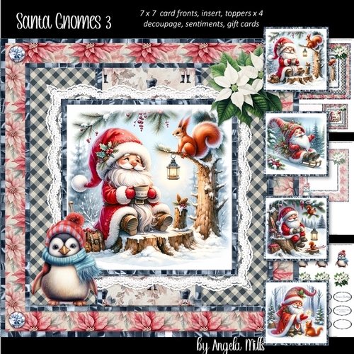 Santa Gnomes 3 7 x 7 Card Mini Kit, 6 Sheets