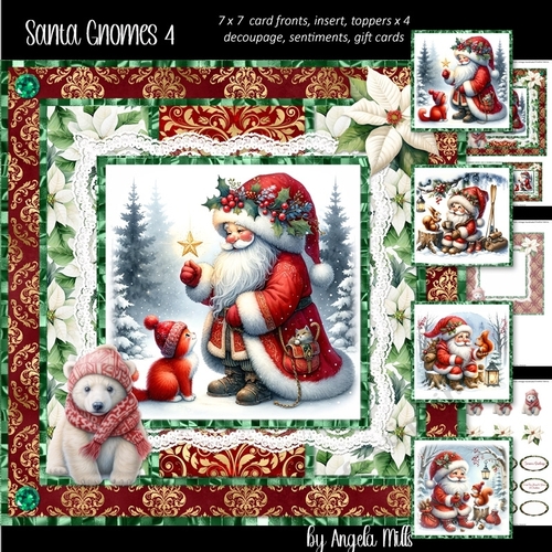 Santa Gnomes 4 7 x 7 Card Mini Kit, 6 Sheets