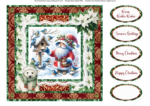 Santa Gnomes 7: 8 x 8 Quick Card Front with Sentiments