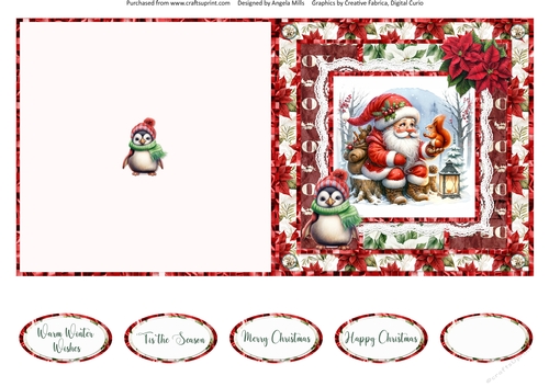 Santa Gnomes 15: 5 x 5 Quick Cut & Fold Card with Sentiments