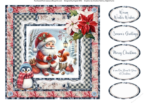 Santa Gnomes 16: 8 x 8 Quick Card Front with Sentiments