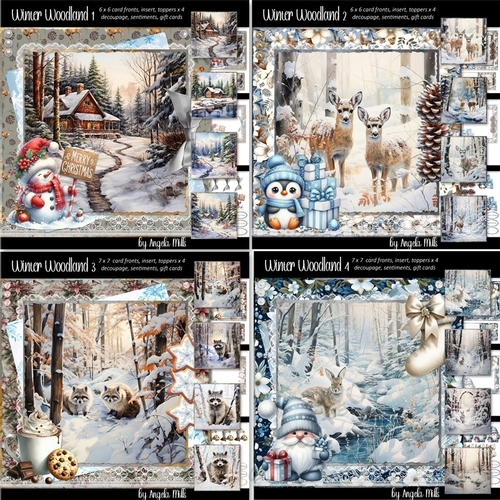 Winter Woodland 1 to 4 Bumper Kit: Four 7 x 7 Card Mini Kit, 32 Sheets