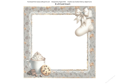Winter Woodland 10: Christmas Treats 8 x 8 Card Insert with Taupe Floral Background