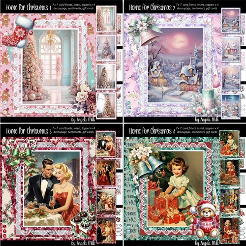 Home for Christmas 1 to 4 Bumper Kit: Four 7 x 7 Card Mini-Kits, 24 Sheets