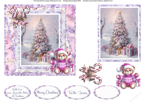 Home for Christmas 5: Christmas Tree 6 x 6 Card Front with Topper, Decoupage & Sentiments