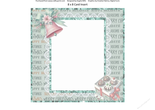 Home for Christmas 7: Christmas Tree 8 x 8 Card Insert with Teal Festive Words Background