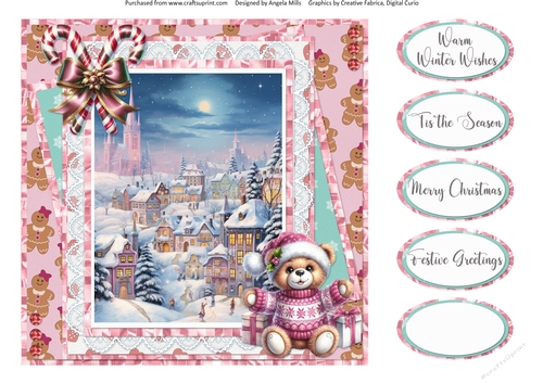 Home for Christmas 10: Snowy Village 8 x 8 Quick Card Front with Sentiments