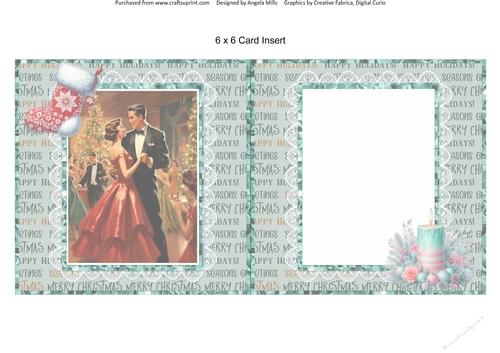 Home for Christmas 11: Christmas Party 6 x 6 Card Insert with Teal Christmas Text Background