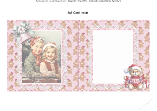 Home for Christmas 12: Christmas Morning 5 x 5 Card Insert with Pink Gingerbread Men Sentiments