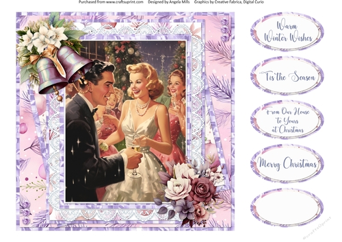 Home for Christmas 13: Christmas Party 8 x 8 Quick Card Front with Sentiments