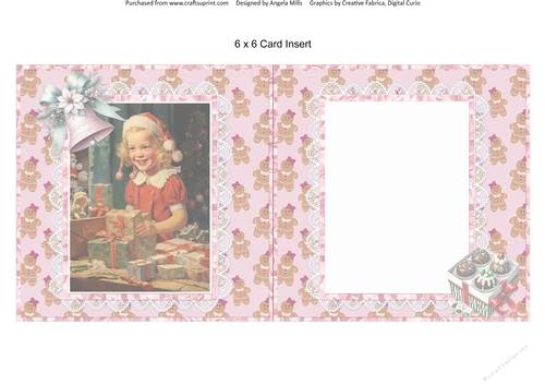 Home for Christmas 14: Christmas Morning 6 x 6 Card Insert with Pink Gingerbread Men Background