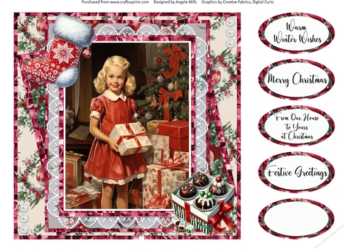 Home for Christmas 16: Christmas Morning 8 x 8 Quick Card Front with Sentiments