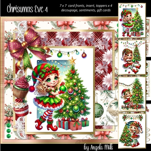 Christmas Eve 4: Elfie Girl 7 x 7 Card Mini Kit, 6 A4 Sheets