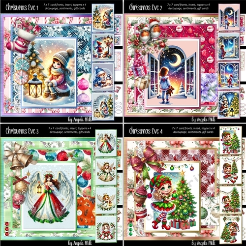 Christmas Eve 1 to 4 Bumper Kit: Four 7 x 7 Card Mini-Kits, 24 Sheets