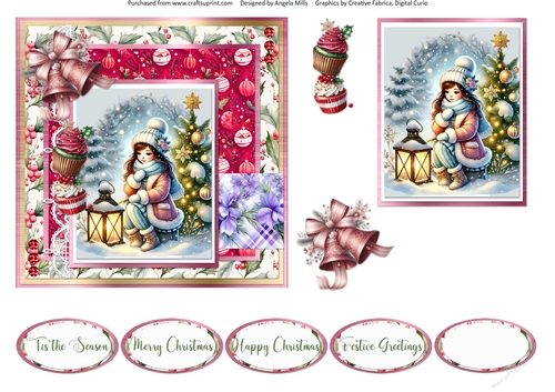 Christmas Eve 5: Make a Wish 6 x 6 Card Front with Topper, Decoupage & Sentiments