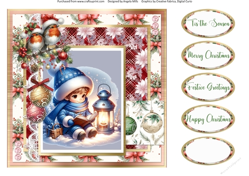 Christmas Eve 7: Make a Wish 8 x 8 Quick Card Front with White Parchment Lace Strip, 