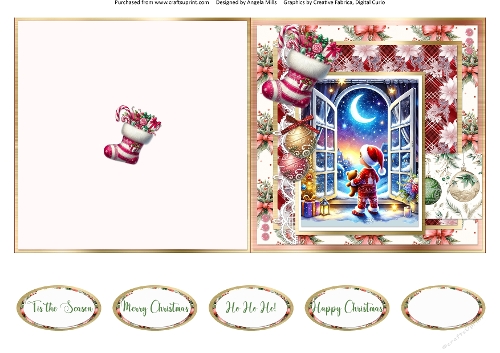 Christmas Eve 9: Waiting for Santa 5 x 5 Quick Cut & Fold Card with Sentiments