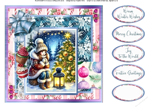 Christmas Eve 10: Waiting for Santa 8 x 8 Quick Card Front with Sentiments