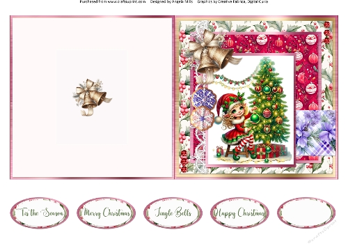 Christmas Eve 15: Elfie Girl 5 x 5 Quick Cut & Fold Card with Sentiments