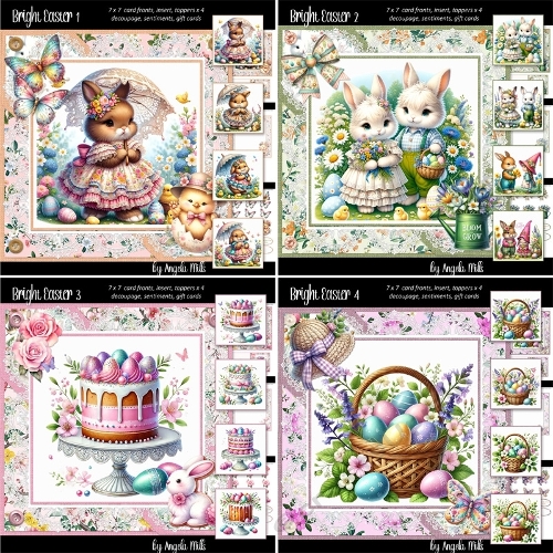 Bright Easter 1 to 4 Bumper Kit: Four 7 x 7 Card Mini Kits, 24 A4 Sheets