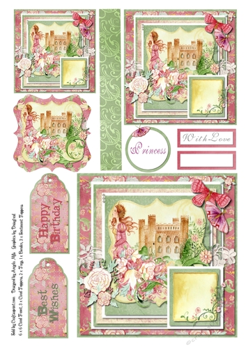 Princess 6 x 6 Card Front with Toppers