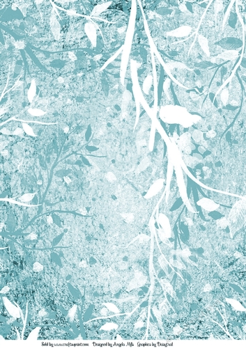 A4 Background Paper Blue Oriental Blossom with Blue/White Branches