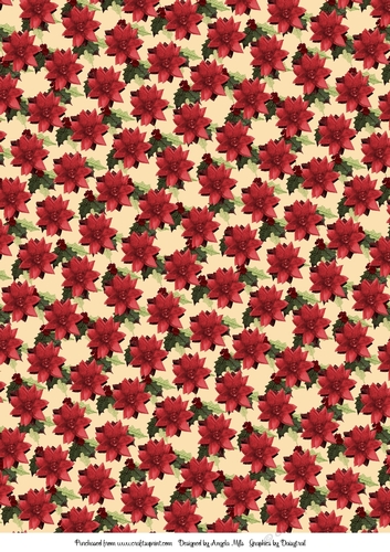 A4 Christmas Background Poinsettia and Holly