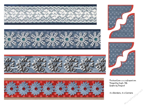 A4 Craft Sheet Christmas Borders and Corners Blue/Red