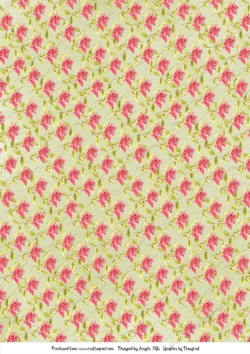 A4 Background Paper Floral Green/Pink