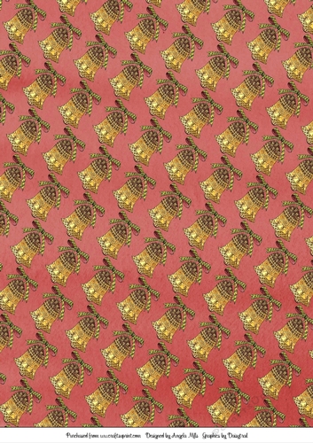 A4 Christmas Background Paper Red/Gold Bells