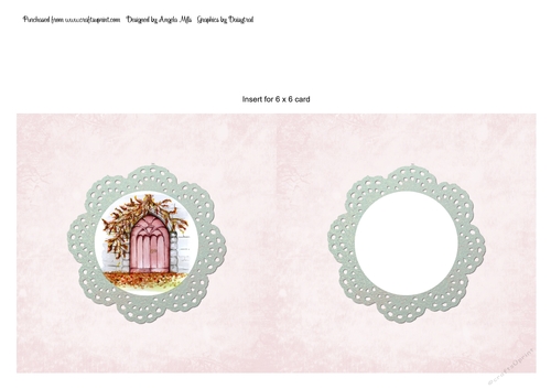 6 x 6 Fairy Door/Doily Card Insert Pink/Aqua