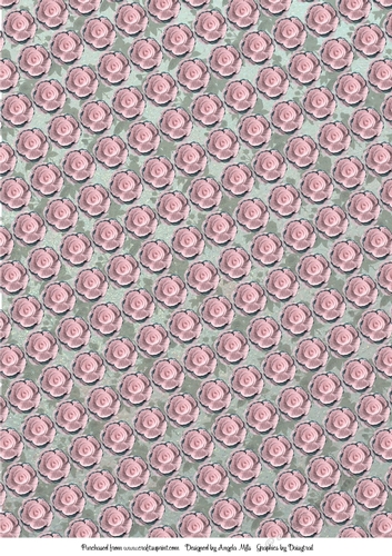 A4 Background Paper Pink/Green Floral