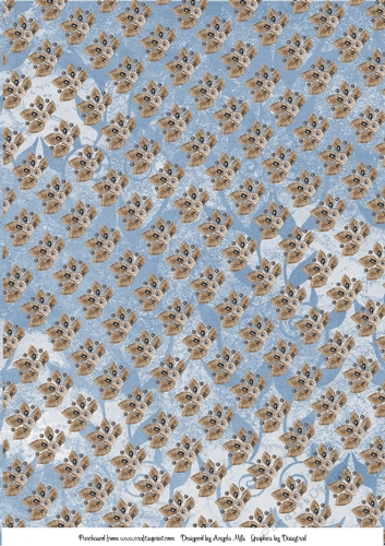 A4 Background Paper Light Blue/Gold Floral