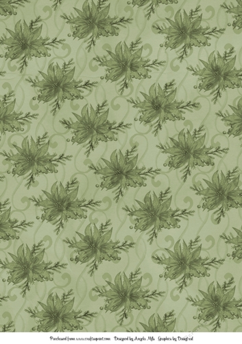A4 Christmas Background Paper Poinsettias/Green