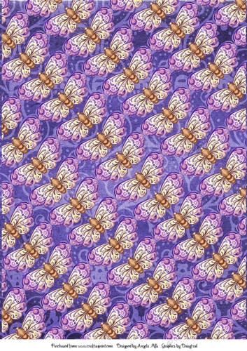 A4 Background Paper Lilac/Gold Butterflies
