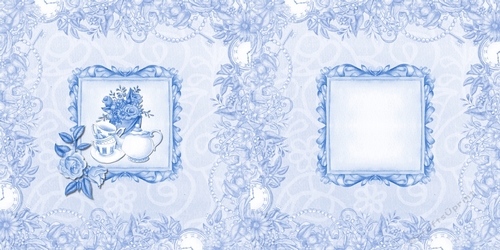 6 x 6 Card Insert Blue/White Floral & Teacups
