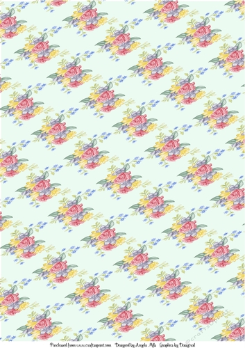 A4 Background Paper Pink/Green Rose on Green