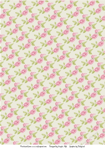 A4 background Paper Pink/Green Rose on Yellow