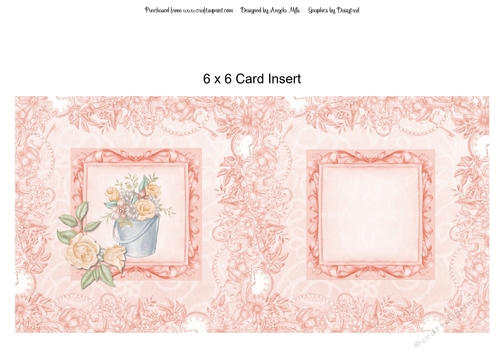 6 x 6 Card Insert Pink/White Rose/Floral