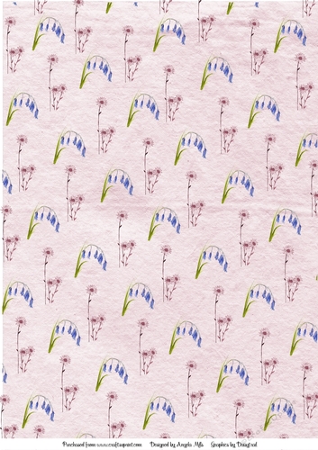 A4 Background Paper Bluebells and Daisies Pink/Blue