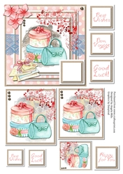 6 x 6 Hat Boxes/Handbag Card Front with Toppers and Sentiment Toppers. Bon Voyage/Good Luck