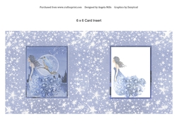 6 x 6 Card Insert Midnight Princess Blue/White Stars