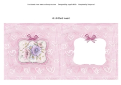6 x 6 Chalk Effect Card Insert Hearts/Flowers Pink/White