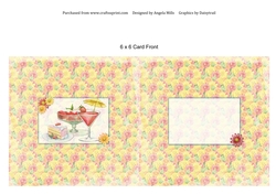 6 x 6 Card Insertt, Cake and Cocktails Yellow/Red