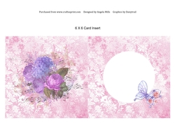 6 x 6 Card Insert Hydrangea/Roses Pink/Lilac/White