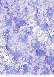 A4 Paper White/Blue Butterflies on Lilac Background