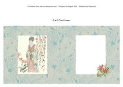 6 x 6 Card Insert Japanese Lady Teal/Cream