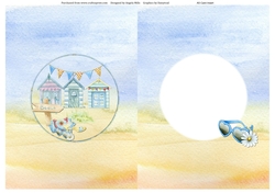 A5 Summer Seaside Card Insert Blank, Blue/Yellow
